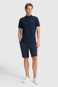US Polo Assn. Men NAVY BLUE Regular Fit MANDARIN Collar Basic T-Shirt - Image 4