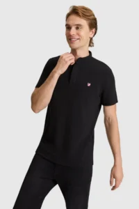 US Polo Assn. Men Black Regular Fit MANDARIN Collar Basic T-Shirt
