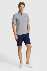 US Polo Assn. Men Gray Melange Regular Fit MANDARIN Collar Basic T-Shirt - Image 4