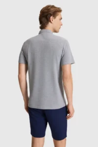 US Polo Assn. Men Gray Melange Regular Fit MANDARIN Collar Basic T-Shirt - Image 5