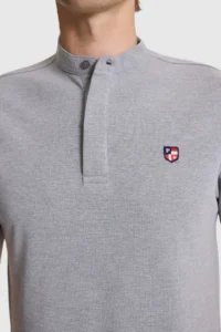 US Polo Assn. Men Gray Melange Regular Fit MANDARIN Collar Basic T-Shirt - Image 6