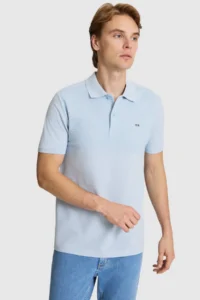 US Polo Assn. Men Light BLUE Regular Fit Polo Shirt Collar T-Shirt - Image 3