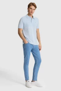 US Polo Assn. Men Light BLUE Regular Fit Polo Shirt Collar T-Shirt - Image 4