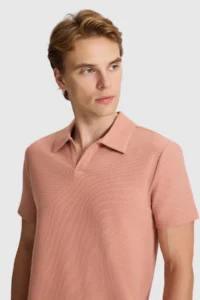 US Polo Assn. Men Powder PINK Regular Fit Polo Shirt Collar T-Shirt - Image 2