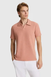 US Polo Assn. Men Powder PINK Regular Fit Polo Shirt Collar T-Shirt - Image 3