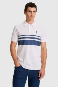 US Polo Assn. Men WHITE Regular Fit Polo Shirt Collar T-Shirt