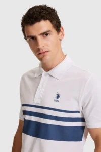 US Polo Assn. Men WHITE Regular Fit Polo Shirt Collar T-Shirt - Image 2