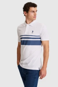 US Polo Assn. Men WHITE Regular Fit Polo Shirt Collar T-Shirt - Image 3