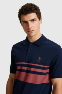 US Polo Assn. Men NAVY BLUE Regular Fit Polo Shirt Collar T-Shirt - Image 2