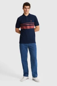 US Polo Assn. Men NAVY BLUE Regular Fit Polo Shirt Collar T-Shirt - Image 4