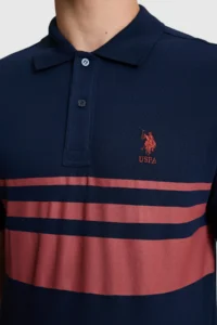 US Polo Assn. Men NAVY BLUE Regular Fit Polo Shirt Collar T-Shirt - Image 6