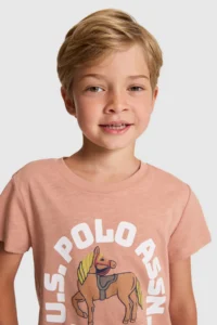 US Polo Assn. Boys' Powder PINK Crew Neck T-Shirt - Image 2