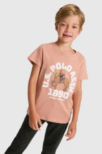 US Polo Assn. Boys' Powder PINK Crew Neck T-Shirt - Image 3