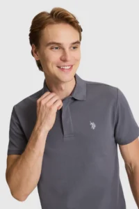 US Polo Assn. Men Anthracite slim Fit Polo Shirt Collar Basic T-Shirt - Image 2