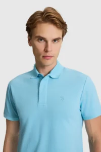 US Polo Assn. Men Aqua slim Fit Polo Shirt Collar Basic T-Shirt - Image 2