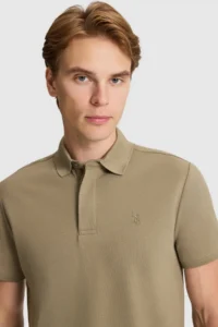 US Polo Assn. Men Khaki slim Fit Polo Shirt Collar Basic T-Shirt - Image 2