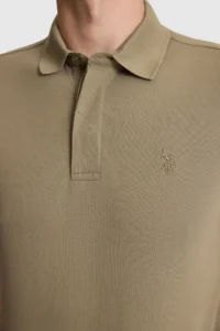 US Polo Assn. Men Khaki slim Fit Polo Shirt Collar Basic T-Shirt - Image 6