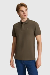 US Polo Assn. Men Dark Khaki slim Fit Polo Shirt Collar Basic T-Shirt