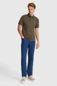 US Polo Assn. Men Dark Khaki slim Fit Polo Shirt Collar Basic T-Shirt - Image 4