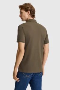 US Polo Assn. Men Dark Khaki slim Fit Polo Shirt Collar Basic T-Shirt - Image 5
