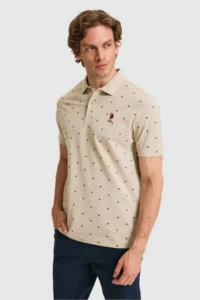 US Polo Assn. Men Regular Fit Polo Shirt Collar Light Khaki T-Shirt - Image 3