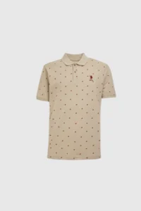 US Polo Assn. Men Regular Fit Polo Shirt Collar Light Khaki T-Shirt - Image 7