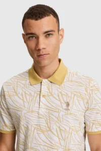 US Polo Assn. Men Beige Regular Fit Polo Shirt Collar T-Shirt - Image 2