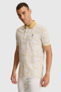 US Polo Assn. Men Beige Regular Fit Polo Shirt Collar T-Shirt - Image 3