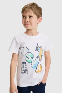 US Polo Assn. Boys' WHITE Crew Neck T-Shirt - Image 3