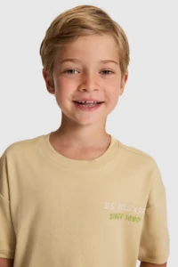 US Polo Assn. Boys' Beige Crew Neck T-Shirt - Image 2