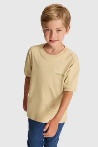 US Polo Assn. Boys' Beige Crew Neck T-Shirt - Image 3