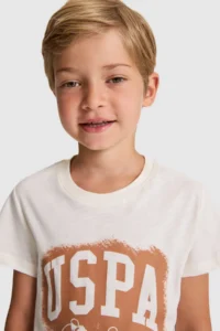 US Polo Assn. Boys' Cream Crew Neck T-Shirt - Image 2