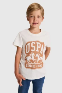 US Polo Assn. Boys' Cream Crew Neck T-Shirt - Image 3