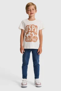 US Polo Assn. Boys' Cream Crew Neck T-Shirt - Image 4