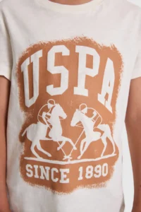 US Polo Assn. Boys' Cream Crew Neck T-Shirt - Image 6