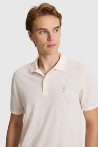 US Polo Assn. Men Light Khaki Regular Fit Polo Shirt Collar T-Shirt - Image 2