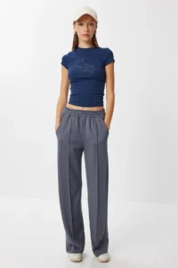 Happiness İstanbul Women's Smoked Wide Leg Pocket Knitted Sweatpants - Image 2