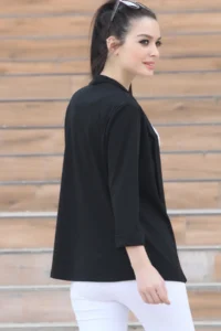 armonika Women Black Double Sleeve Collar Jacket - Image 4