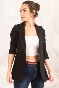 armonika Women Black Tek buttoned Jacket - Image 2
