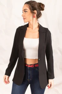armonika Women Black Tek buttoned Jacket - Image 3