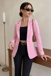 armonika Women Dusty PINK Tek buttoned Jacket