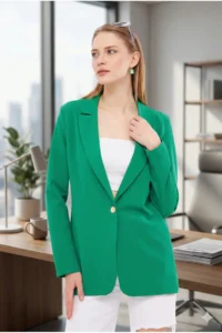 armonika Women Green Tek buttoned Jacket - Image 2
