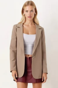 armonika Women Light Mink Tek buttoned Jacket - Image 2