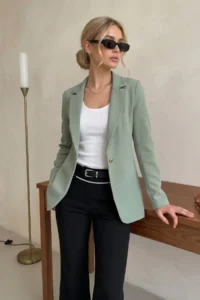 armonika Women Sage Green Tek buttoned Jacket