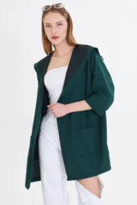armonika Women's Emerald Back Floral Printed Seasonal Jacket - Image 2