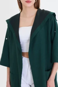armonika Women's Emerald Back Floral Printed Seasonal Jacket - Image 3