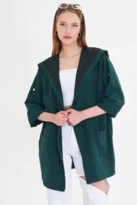 armonika Women's Emerald Back Floral Printed Seasonal Jacket - Image 5