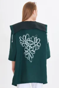 armonika Women's Emerald Back Floral Printed Seasonal Jacket - Image 6