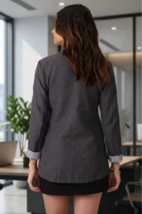 armonika Women's Anthracite Striped Single Button Jacket - Image 3
