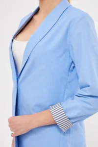 armonika Women's Ice Blue Striped Inside Sleeve Single Button Jacket - Image 2